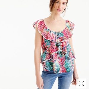 BNWT Jcrew Ratti Pineapple Printed Ruffle Top